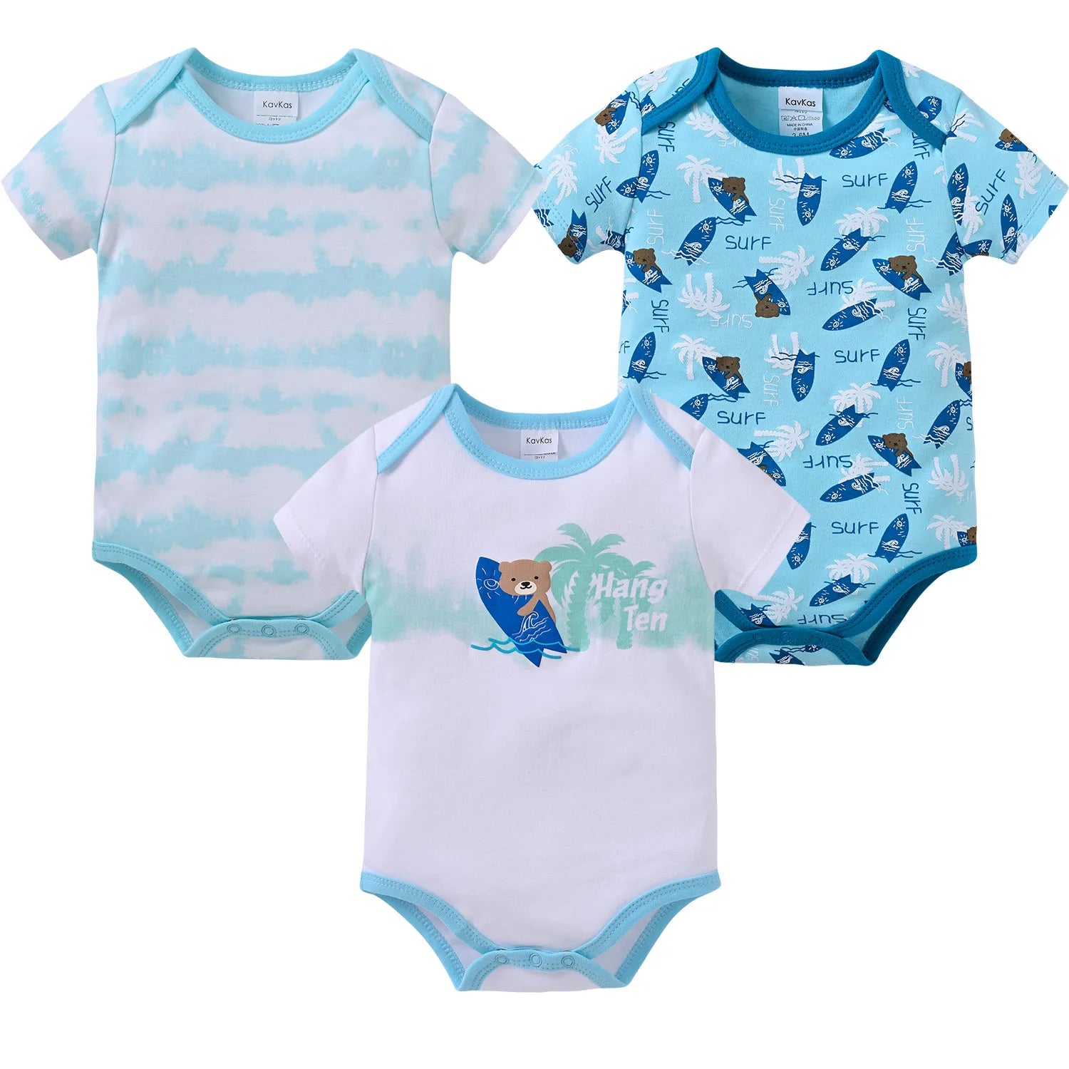 3PCS/Lot Newborn Baby Cartoon Printed Summer Romper