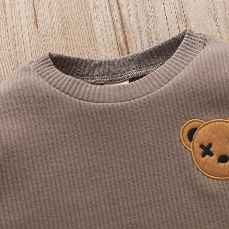 Toddler Boys Embroidered Bear Patch Casual Clothes Set childrensterritory