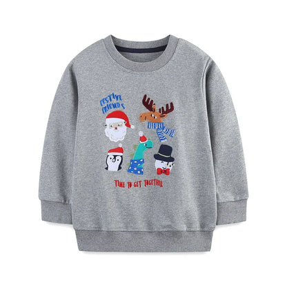 Cartoon Animal Print Long Sleeve Kids Boys Sweatshirts
