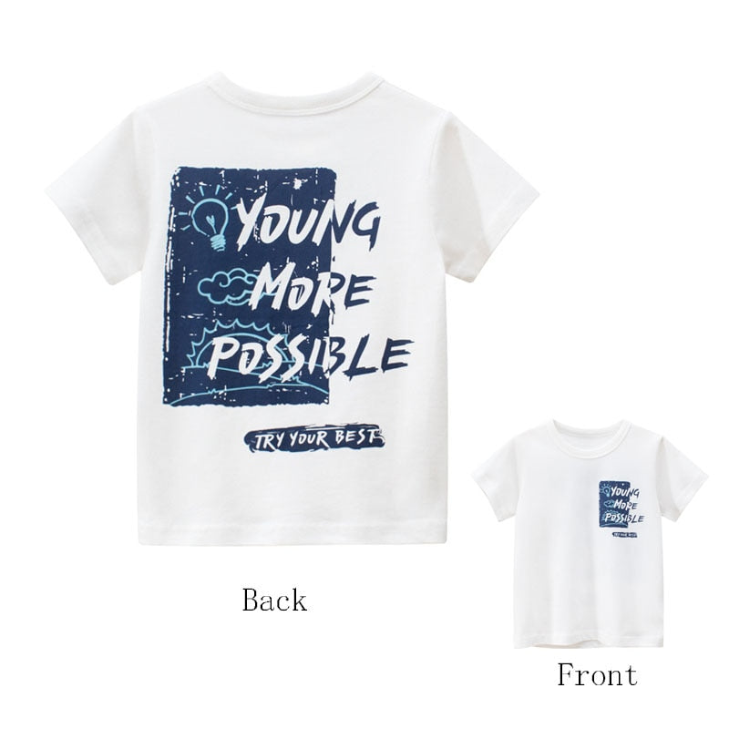 Graffiti Print Kids Boys Girls Summer Cotton T-Shirt Top childrensterritory