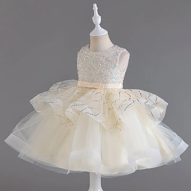 Kids Girls Sequins Design Tutu Wedding Party Dresses
