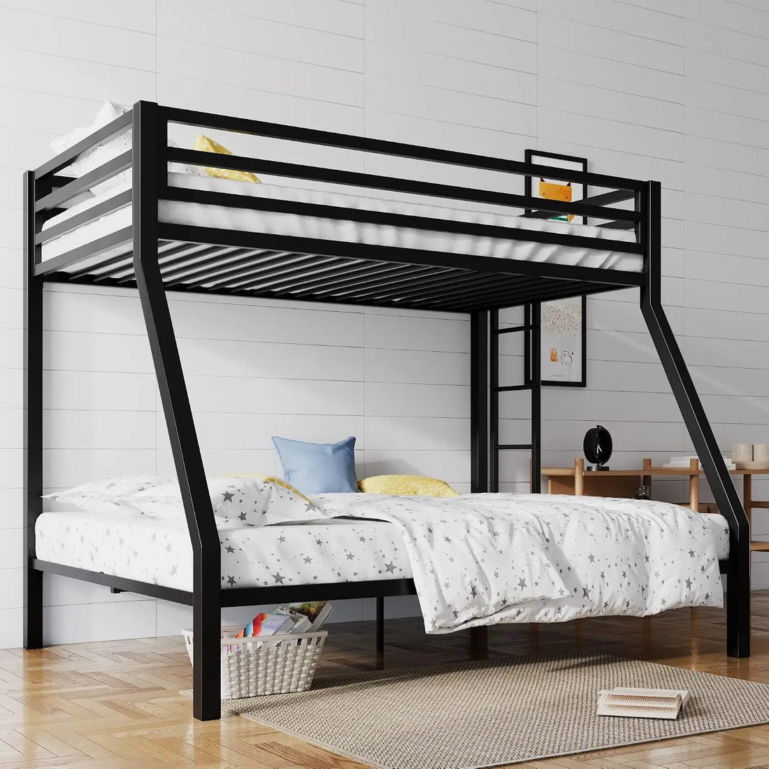 Twin Over Full-Size Beds with Sturdy Guard Rail