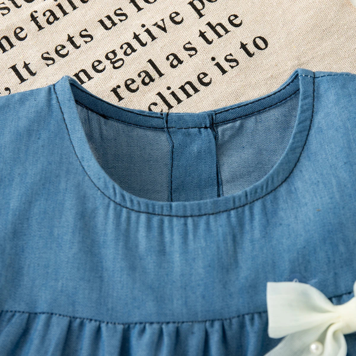 Baby Girl Bow Design Solid Color Cute Summer Dress