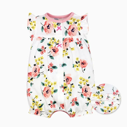 Baby Cartoon Print Cotton Short-Sleeve Summer Romper childrensterritory