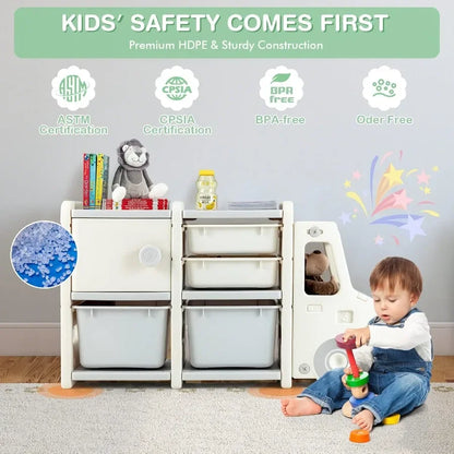Car Design Kids Enclosed Toy Storage Organizer for Playroom