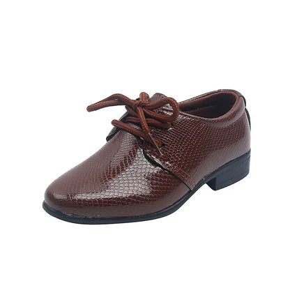 Kids Boys Britain Style Low-heeled Black Leather Shoes childrensterritory