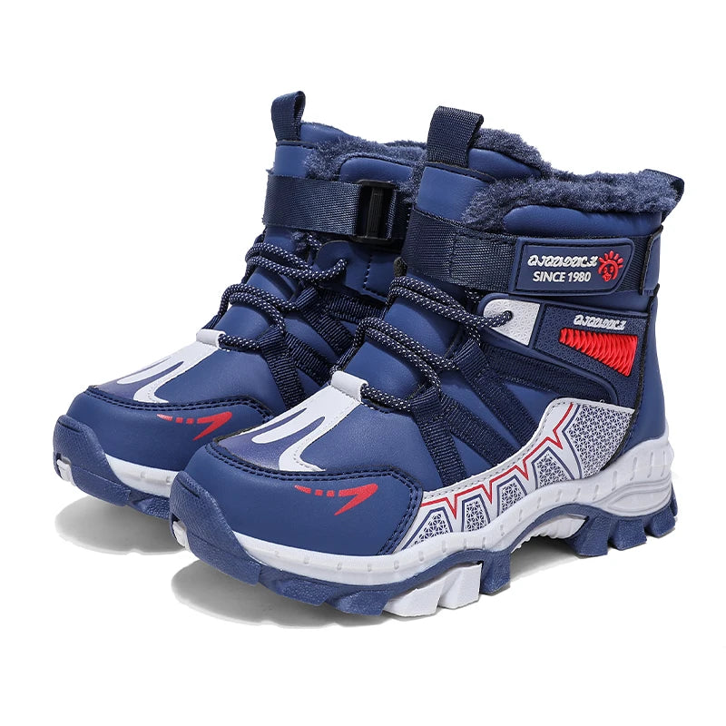 Anti-slip Kids Boys Ankle Boots with Motorcycle Hook and Loop