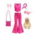 Kids Girls Starry Vest Top Pants Scarf Barbie Costume for Halloween