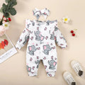 Long Sleeve Elephant Print Baby Girl Romper