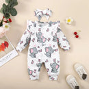 Long Sleeve Elephant Print Baby Girl Romper
