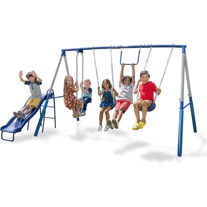 Adjustable Swing Sets Include Swing Seats, Trapeze Bar, and Glider childrensterritory