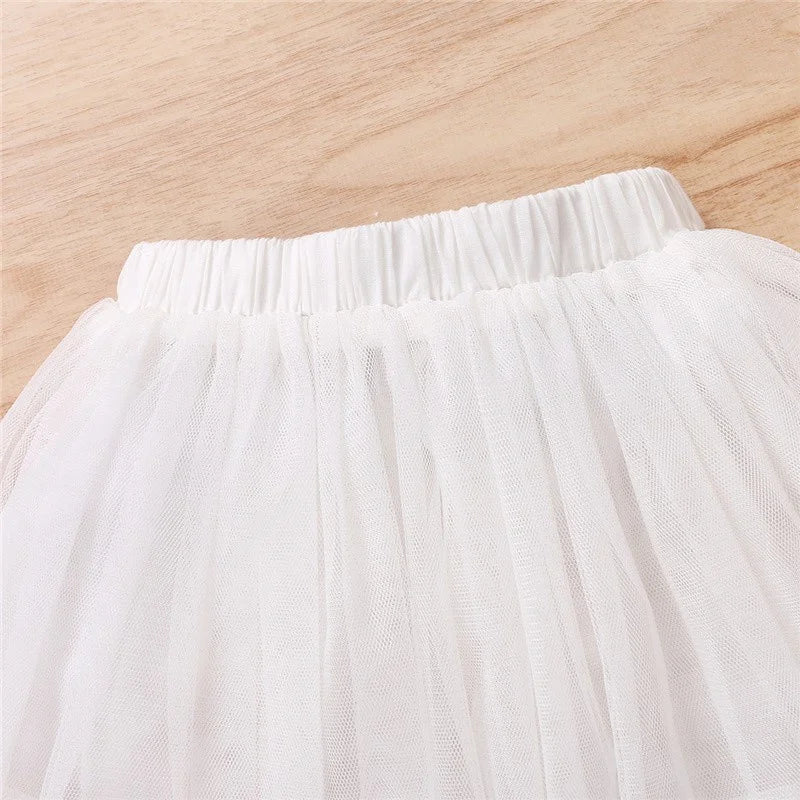 Baby Girl 2PCS Heart Print Romper + Tulle Skirt Outfit