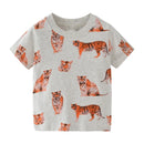 Boys Cartoon Tiger Print Cotton T-shirts For Summer childrensterritory