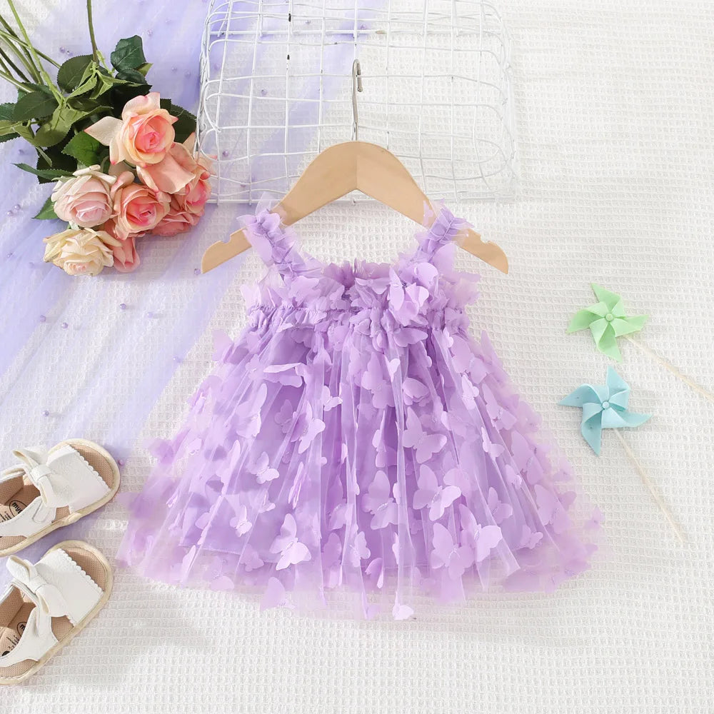 Baby Girls Butterfly Embellished Sweet Princess Dresses