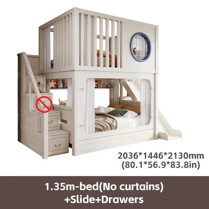 Solid Wooden Multifunctional Kids Bunk Beds with Ladder childrensterritory