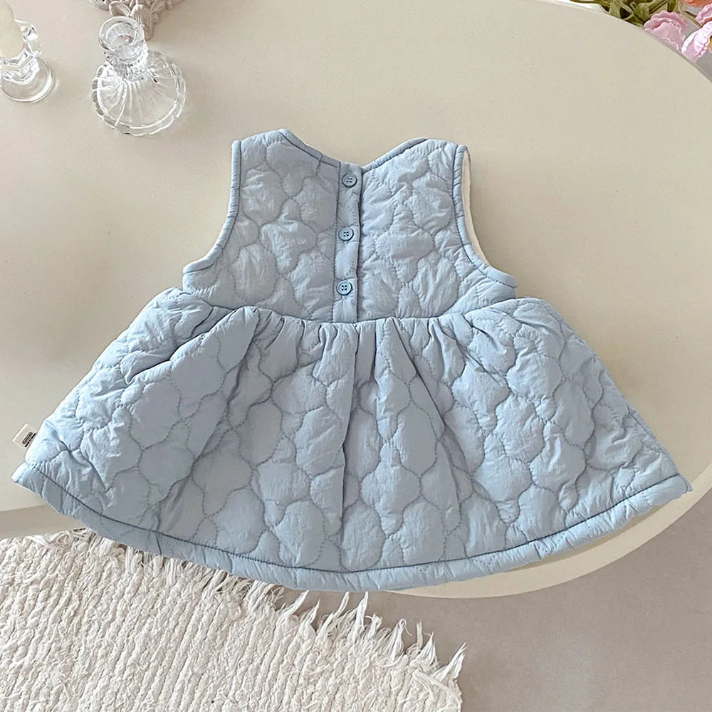 Baby Girls’ Elegant Sleeveless Winter Dress