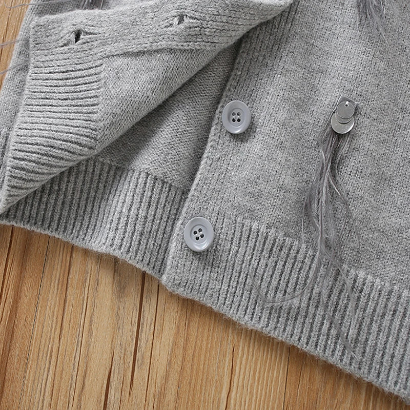 Girls Casual Winter Sweaters and Dresses Outfit Set