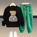 Kids Bear Embroidery Warm 2-Piece Clothing Set for Spring Autumn