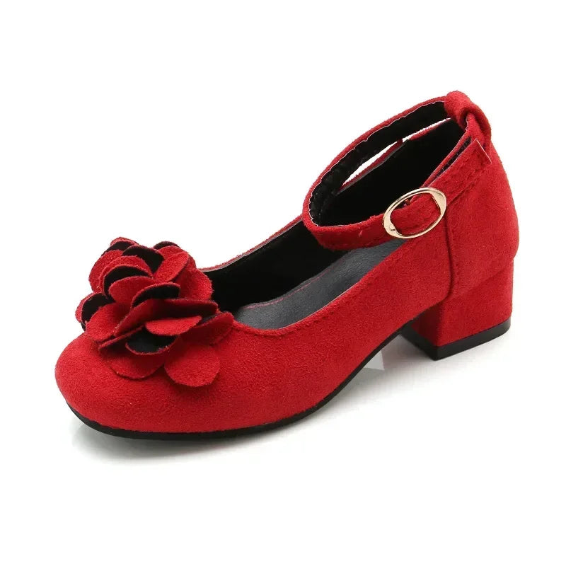 Girls Floral Design High Heels Shoes for Wedding Party childrensterritory