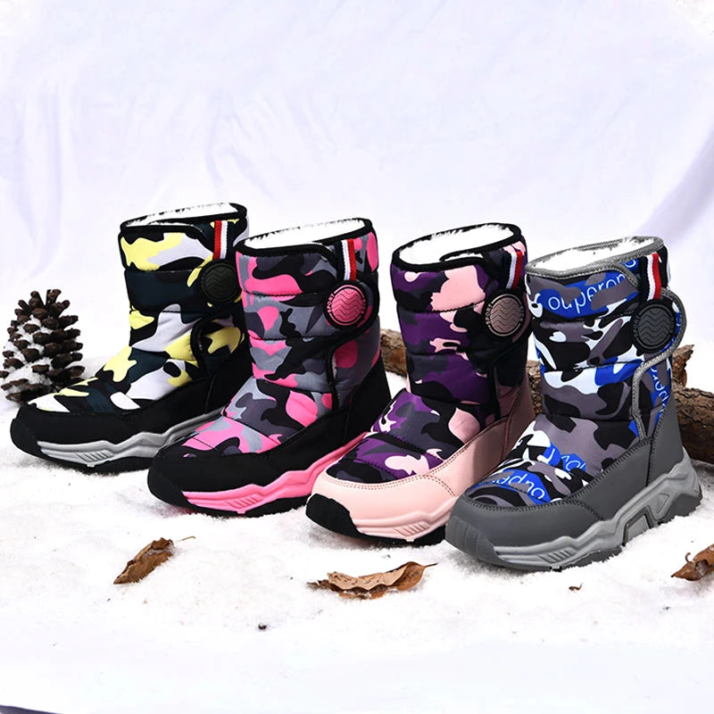 Kids Girls Boys Plush Waterproof Warm Snow Boots childrensterritory