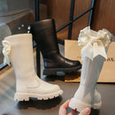 Kids Girls Long Warm Snow Boots With Bow Design childrensterritory