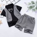 Boys' Casual  Bow Tie Design Summer Clothing Set