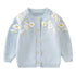 Kids Girls Light Blue Floral Embroidery Cardigan childrensterritory