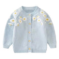 Kids Girls Light Blue Floral Embroidery Cardigan childrensterritory