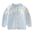 Kids Girls Light Blue Floral Embroidery Cardigan childrensterritory