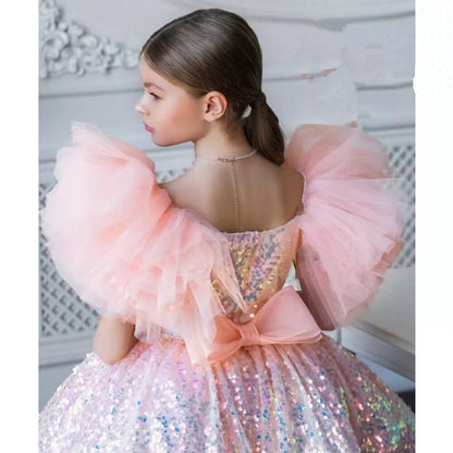Baby/Kids Glitter Flower Girl Pink Dress for Prom/Wedding childrensterritory