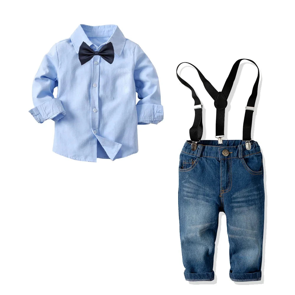 Little Boys' Solid Pattern Gentleman Outfit Set for Birthday Parties childrensterritory