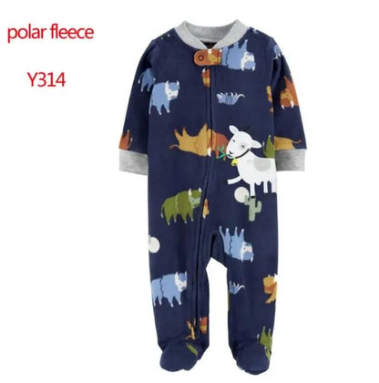 Newborn Baby Zipper Up Overalls Fleece Romper for Winter childrensterritory