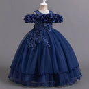 Flower Lace Design Short Sleeve Dress For Girls childrensterritory