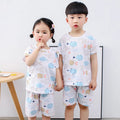 Kids Cartoon Print Short Sleeves Summer Pajamas Sets childrensterritory
