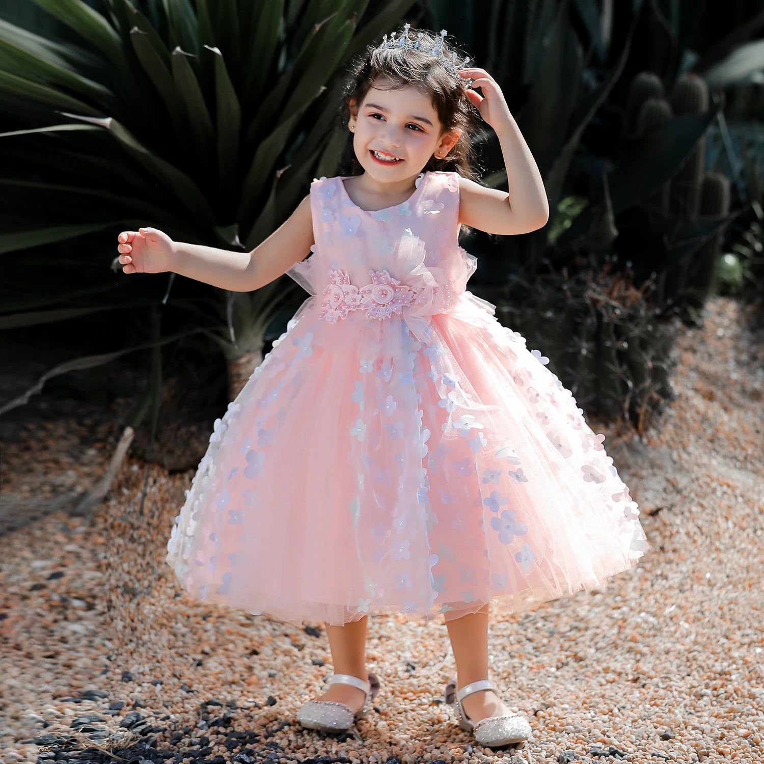 Elegant Bow Lace-Decorated Little Girls Tutu Party Dresses childrensterritory