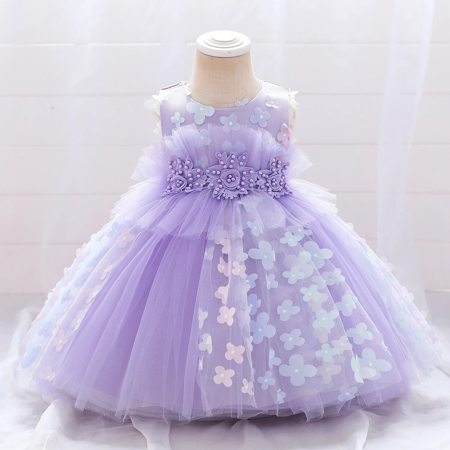 Elegant Bow Lace-Decorated Little Girls Tutu Party Dresses childrensterritory