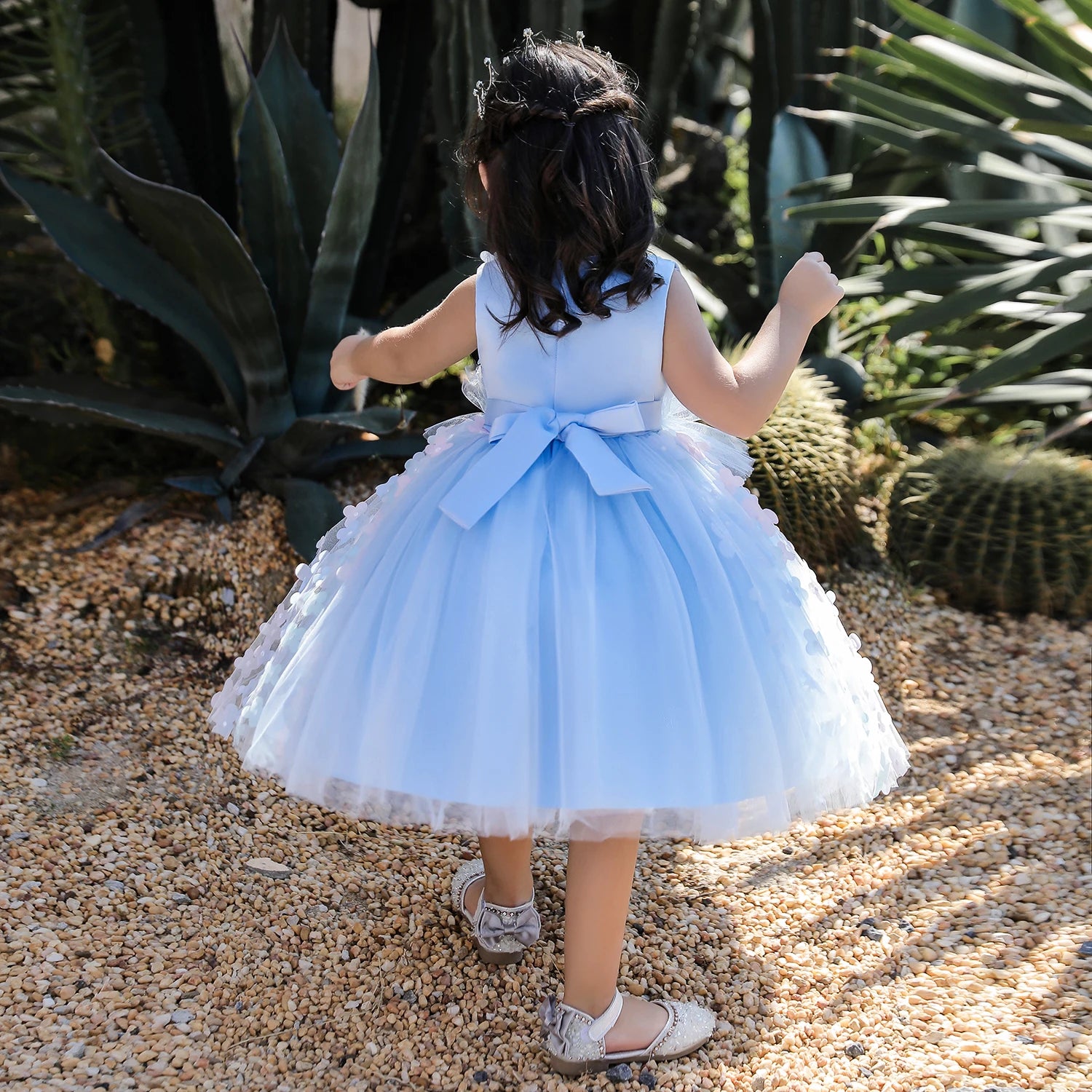 Elegant Bow Lace-Decorated Little Girls Tutu Party Dresses childrensterritory