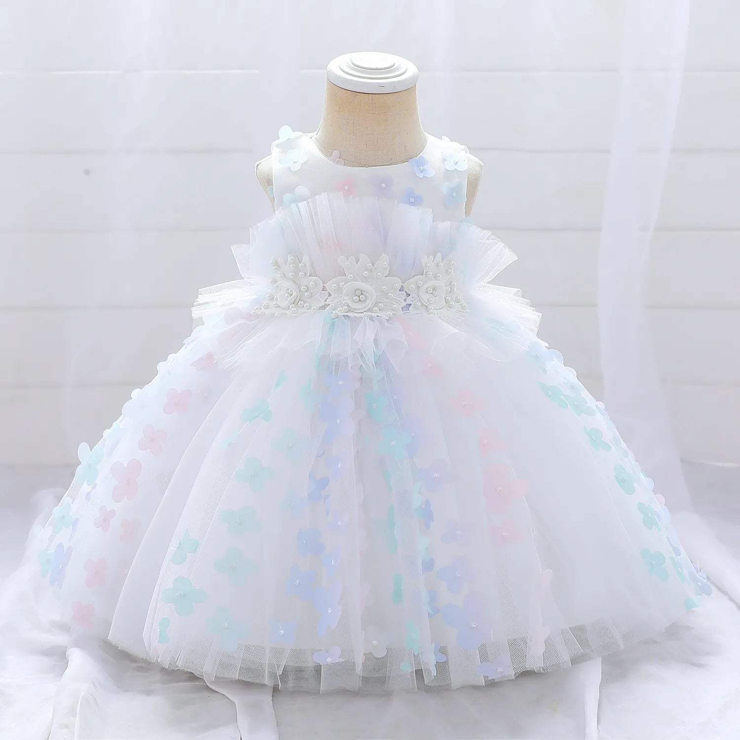 Elegant Bow Lace-Decorated Little Girls Tutu Party Dresses childrensterritory