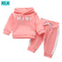 Baby Girl Leopard Letter Print Hooded Sweatshirt Pants Outfit childrensterritory