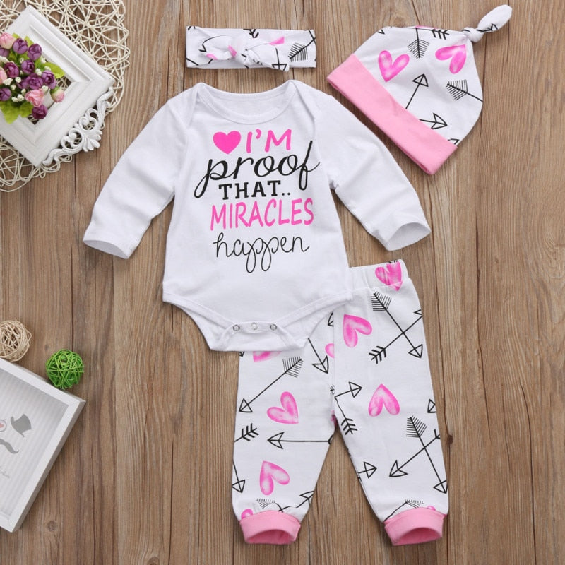 Newborn Girls Letter Printed 3 Piece Winter Clothing Set childrensterritory
