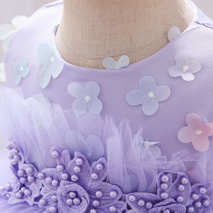 Elegant Bow Lace-Decorated Little Girls Tutu Party Dresses childrensterritory