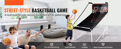 Kids Foldable Indoor Basketball Arcade Game w/ 4 Balls 8 Game Modes childrensterritory
