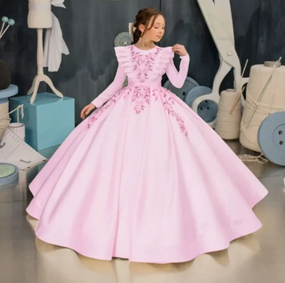 Gold Sequined Luxury Flower Girl Dress for Wedding/Communion