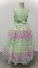 3D Butterfly Design Kids Girls Mesh Bow Long Princess Dress