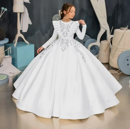 Gold Sequined Luxury Flower Girl Dress for Wedding/Communion