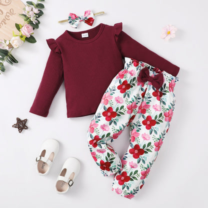 1-5 Years Girl 3pcs Clothing Set(Top +Pants+Headband) childrensterritory