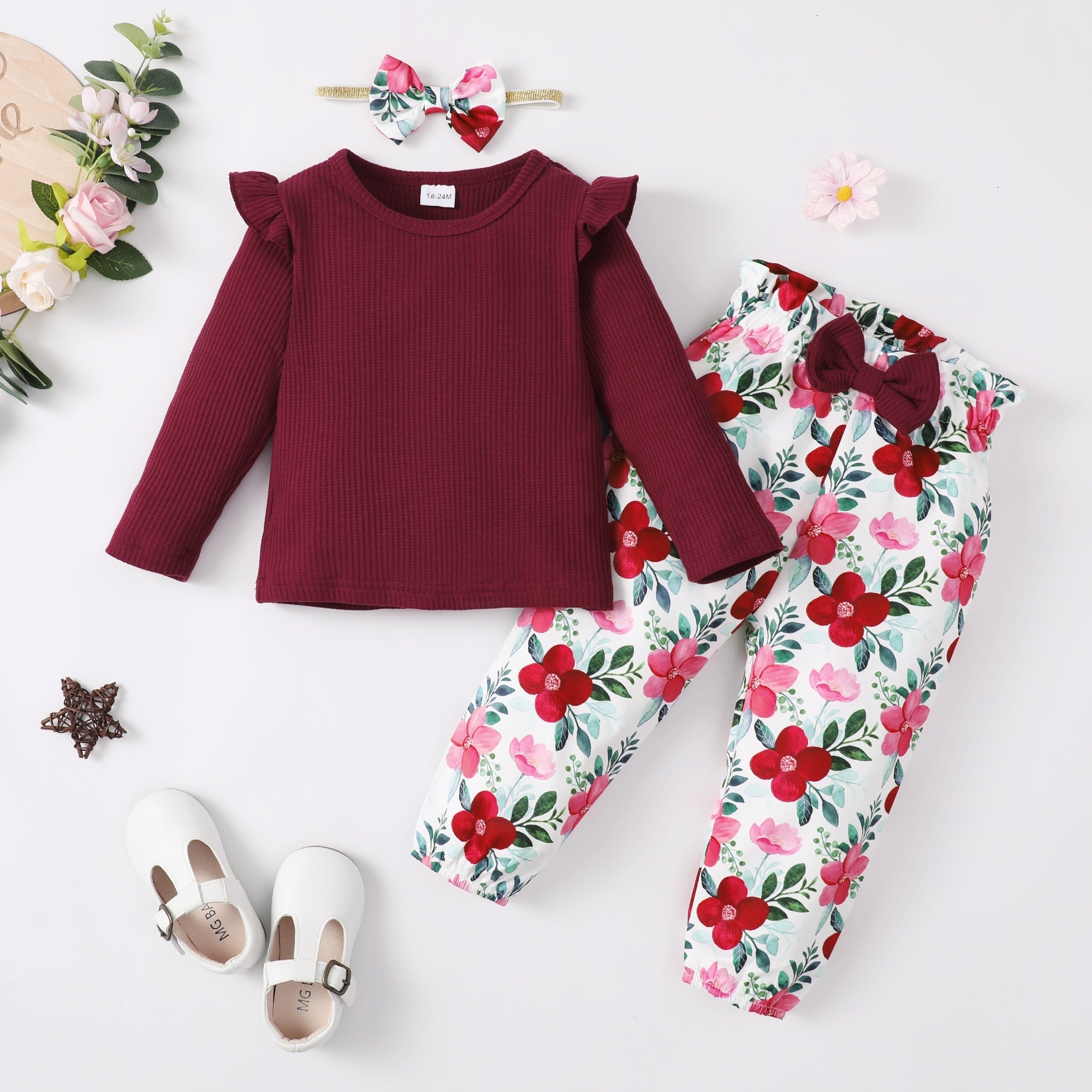 1-5 Years Girl 3pcs Clothing Set(Top +Pants+Headband) childrensterritory