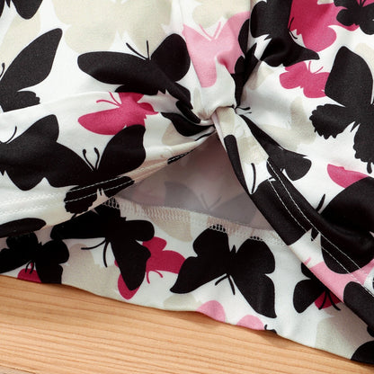 1-6 Years Girls Clothes Set Butterfly Print Top + Black Pant childrensterritory