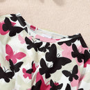 1-6 Years Girls Clothes Set Butterfly Print Top + Black Pant childrensterritory