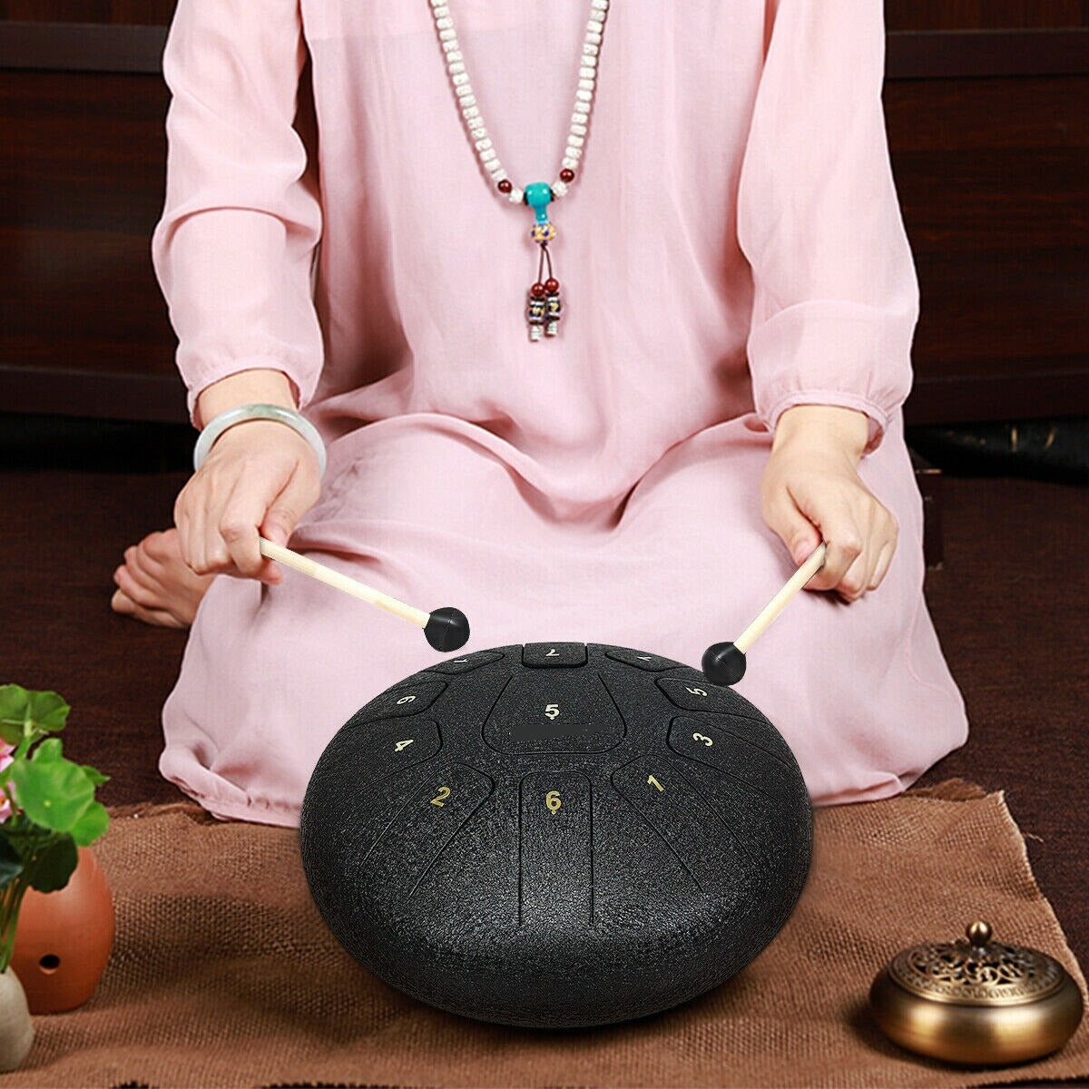 10" Steel Tongue Drum w/ Bag Mallets &amp; Finger Picks childrensterritory